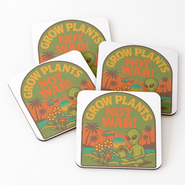 Item preview, Grow Plants Not War 70s Retro Alien designed and sold by Vallentinez.