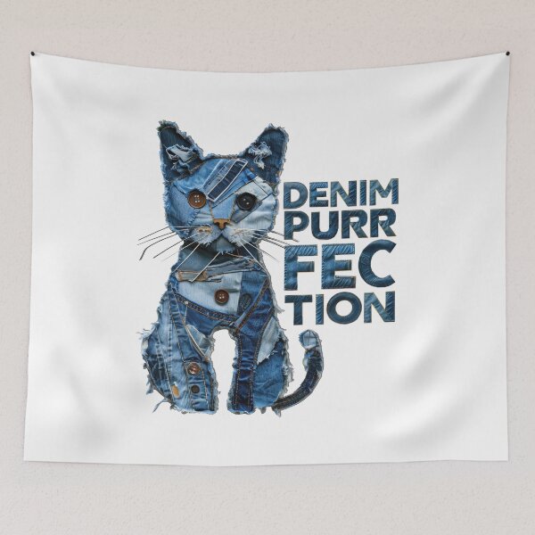 Item preview, Denim Purrfection Cat designed and sold by caracatita75.