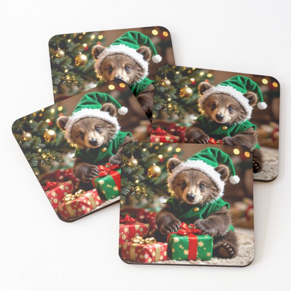 Item preview, brown bear cub christmas elf colorful gifts design designed and sold by SmashingDeals.