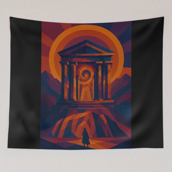 Item preview, Templo de Delfos – Portal de Luz | Diseño artístico único, colorido y cubista del templo griego de Delfos | Expresión de arte moderno para amantes de la mitología designed and sold by Owlic.artwear.