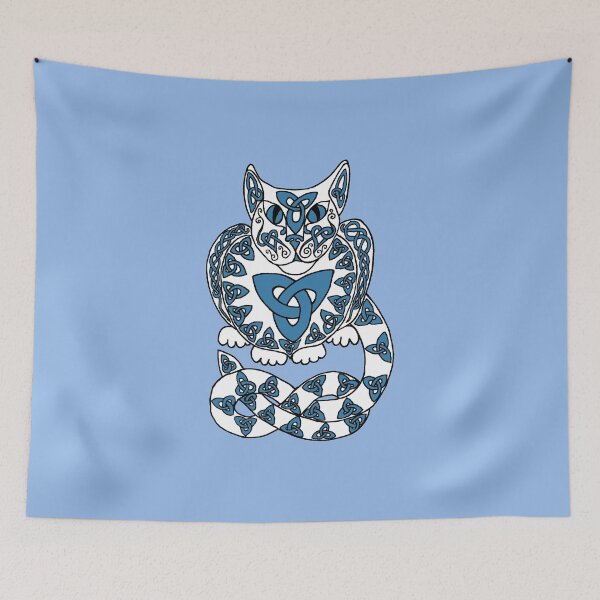 Item preview, Celtic Cat 92 in Blue and White designed and sold by ingridthecrafty.