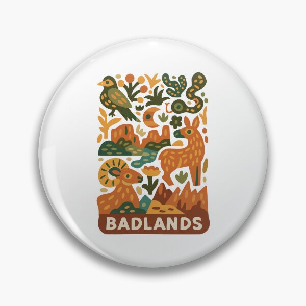 Item preview, Badlands National Park Folk Art Print | Bighorn Sheep, Jackrabbit & Desert Wildlife Illustration designed and sold by Trail Magic Art.