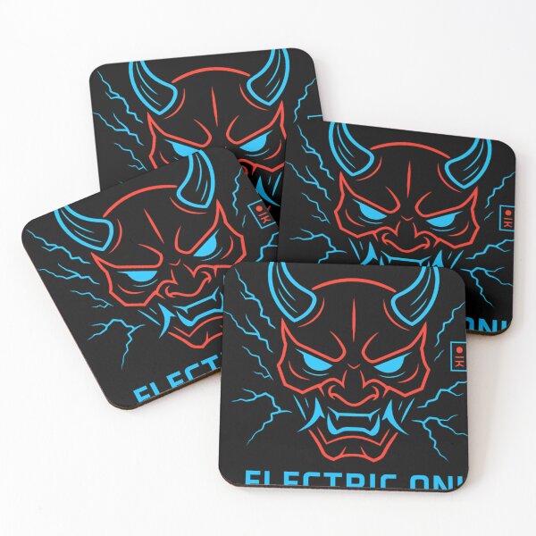 Item preview, Electric Oni – Neon Cyberpunk Japanese Mask Design designed and sold by johnExpress02.