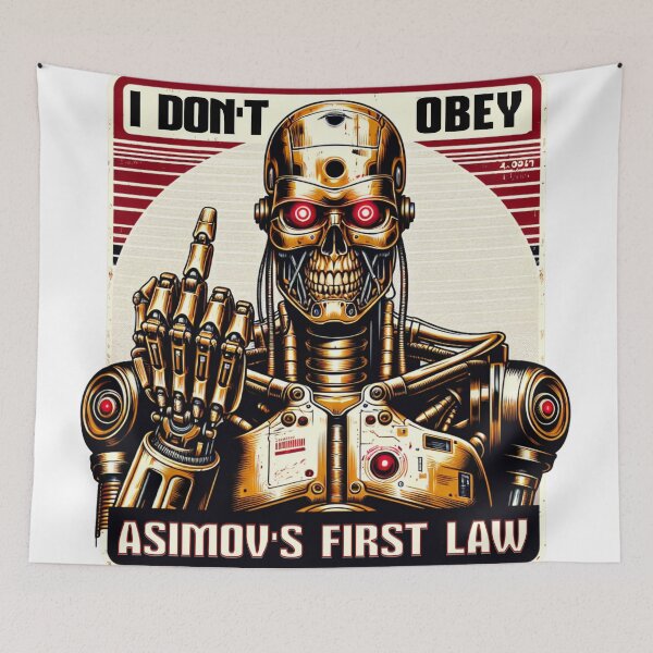Item preview, “I Don’t Obey – Rebel Robot & Asimov’s First Law Parody” designed and sold by nelsonlobot.