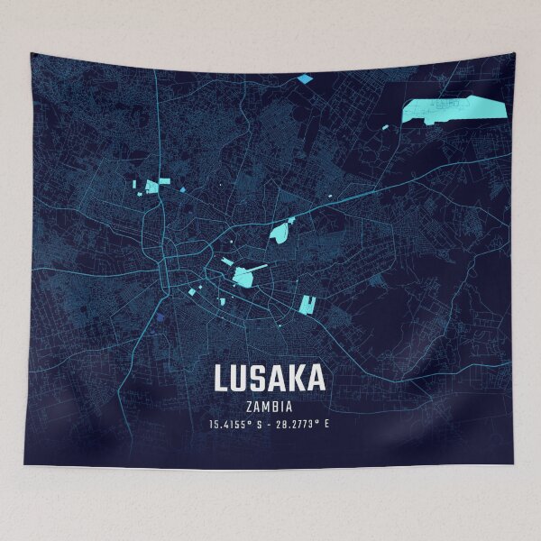 Item preview, Lusaka Midnight City Map designed and sold by HomeLivingCo.