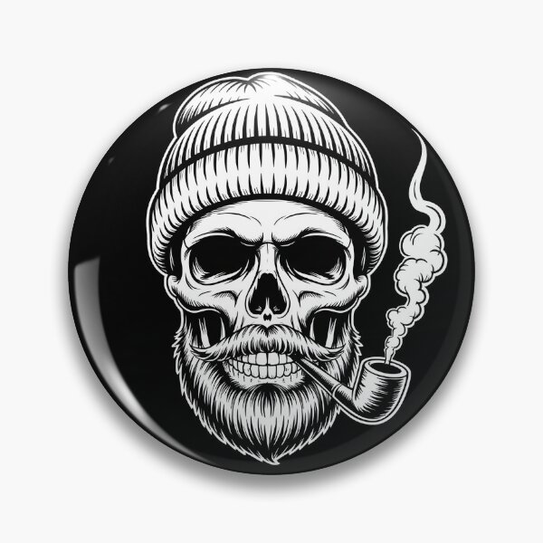 Item preview, Nautical Skull in Beanie Hat with Pipe designed and sold by Bone & Blade.