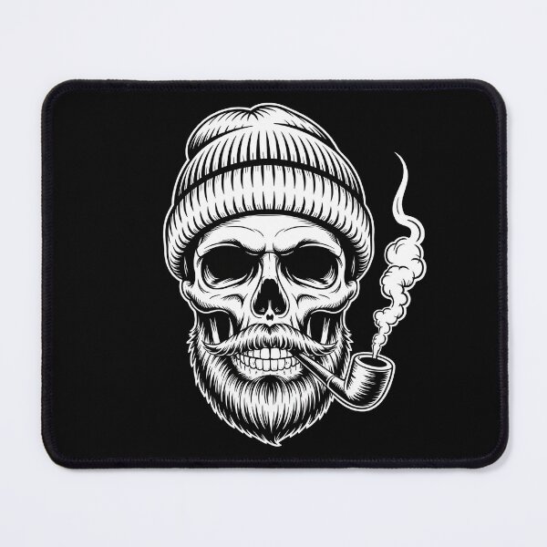Item preview, Nautical Skull in Beanie Hat with Pipe designed and sold by Bone & Blade.
