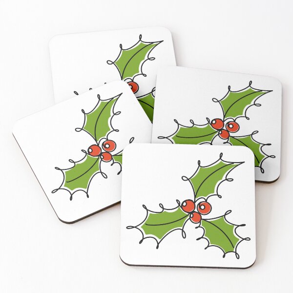 Item preview, Minimal Botanical Holly and Berry Line Drawing Art designed and sold by OhNoNotAgain42.