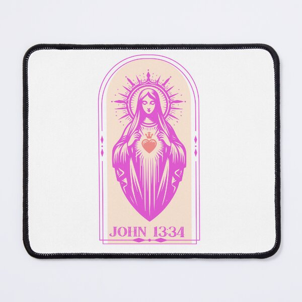 Item preview, STiCKER / Magnet of John 13:34 Coquette, The Virgin Mary Madonna in pink designed and sold by Holy Coast Threads (Formerly ChristianFlower).