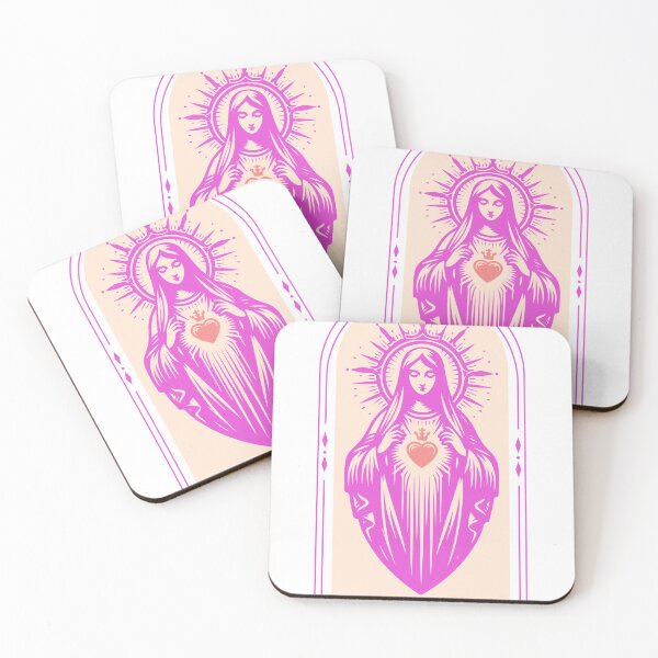 Item preview, STiCKER / Magnet of John 13:34 Coquette, The Virgin Mary Madonna in pink designed and sold by Holy Coast Threads (Formerly ChristianFlower).