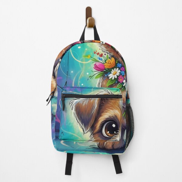 Item preview, Cute Border Terrier Holding Flowers – Adorable Cartoon Dog Art with Graffiti Background designed and sold by Pixel Pout.