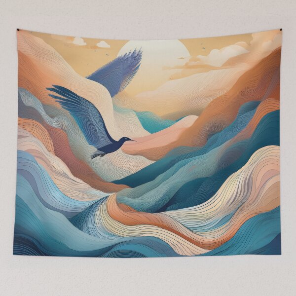 Item preview, Wings of Serenity – Abstract Bird in a Dreamlike Landscape designed and sold by MDKey DESIGN.