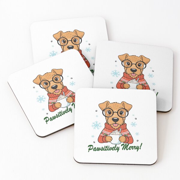 Item preview, Pawsitively Merry Airadel Terrier in Christmas Sweater with Hot Cocoa | Dog Lovers designed and sold by The Real Life Symphony.
