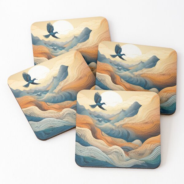 Item preview, The Flight of Dawn – Abstract Bird Over Sunlit Mountains designed and sold by MDKey DESIGN.