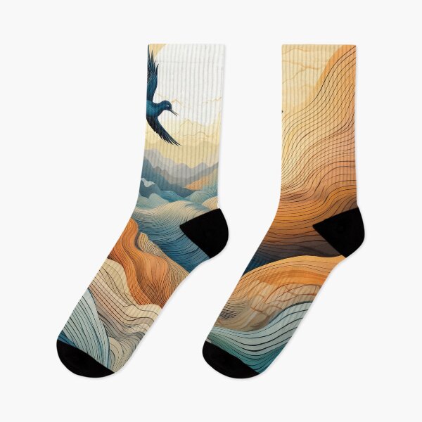Item preview, The Flight of Dawn – Abstract Bird Over Sunlit Mountains designed and sold by MDKey DESIGN.