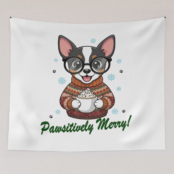 Item preview, Pawsitively Merry Toy Fox Terrier in Christmas Sweater with Hot Cocoa | Dog Lovers designed and sold by The Real Life Symphony.
