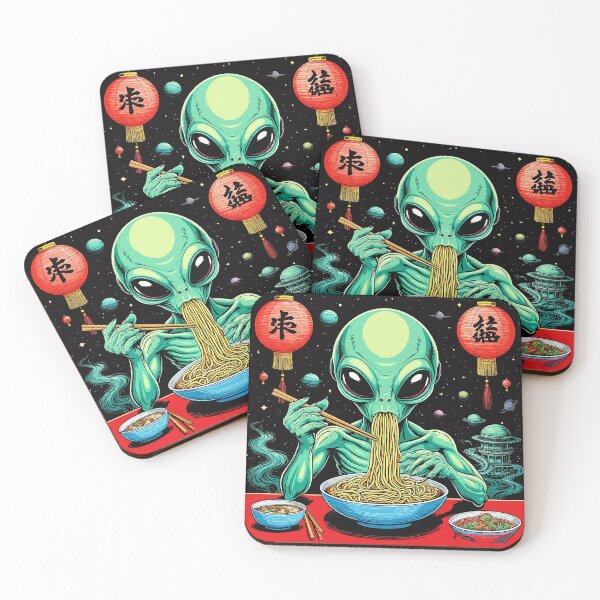 Item preview, Chinese Alien Eats Noodles. Extraterrestrial Eats Ramen. Chinese Food designed and sold by PeasyEasy.