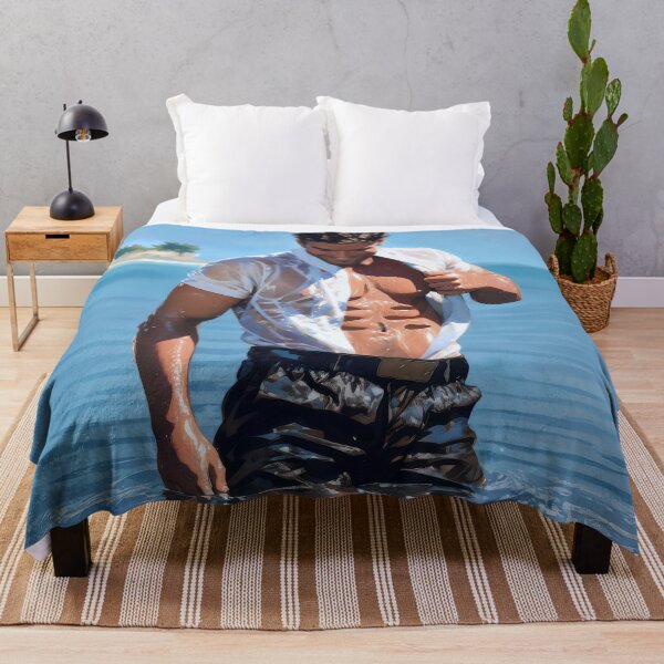 Item preview, Muscular man in wet clothes emerging from the ocean designed and sold by ChanningsPinups.