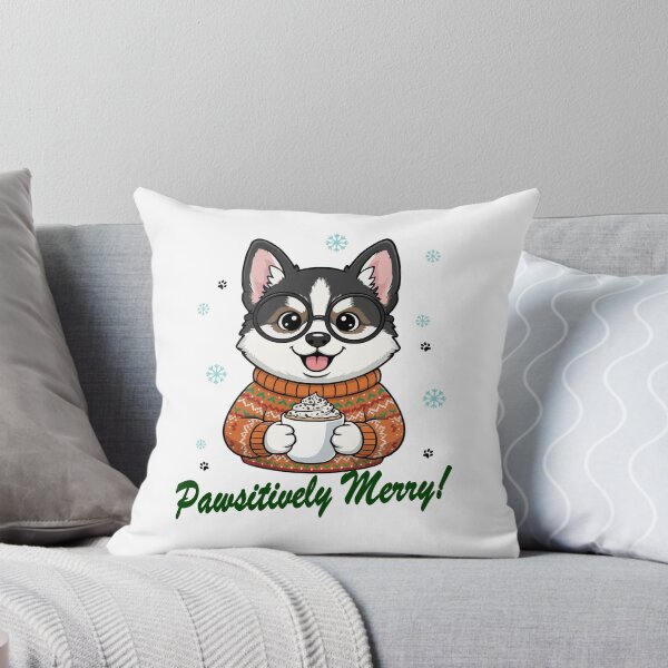 Item preview, Pawsitively Merry Gerberian Shepsky in Christmas Sweater with Hot Cocoa | Dog Lovers designed and sold by The Real Life Symphony.