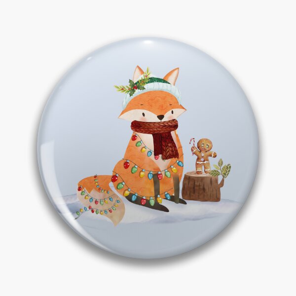 Item preview, Watercolor Fox and Gingerbread Friend – Cozy Christmas Lights Design designed and sold by EmeraldeaArt.