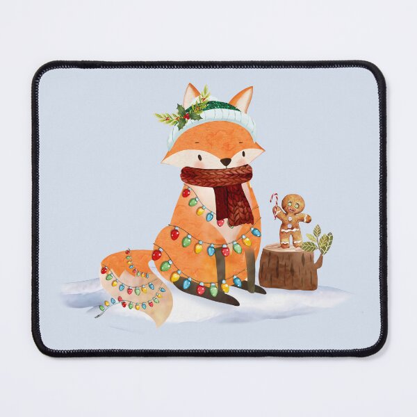 Item preview, Watercolor Fox and Gingerbread Friend – Cozy Christmas Lights Design designed and sold by EmeraldeaArt.