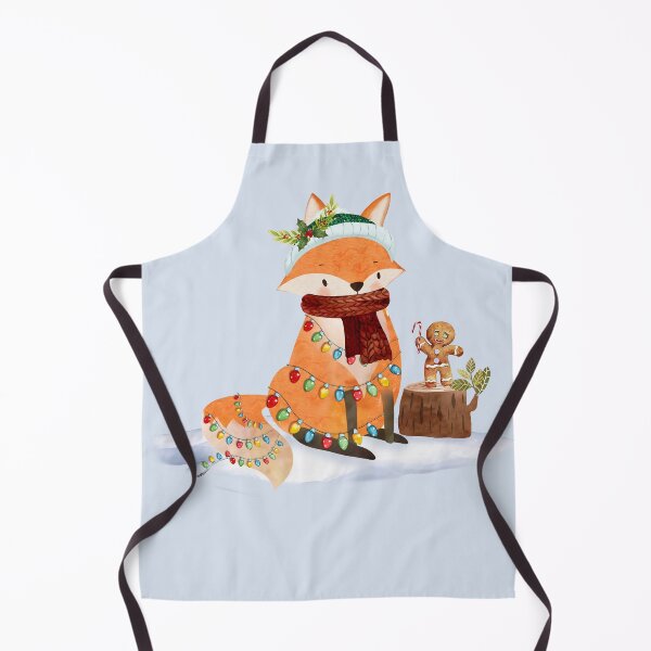 Item preview, Watercolor Fox and Gingerbread Friend – Cozy Christmas Lights Design designed and sold by EmeraldeaArt.