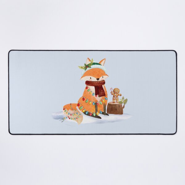 Item preview, Watercolor Fox and Gingerbread Friend – Cozy Christmas Lights Design designed and sold by EmeraldeaArt.