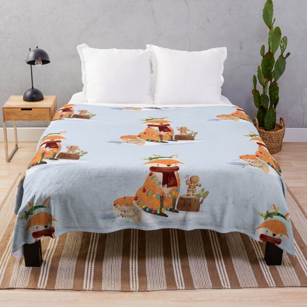 Item preview, Watercolor Fox and Gingerbread Friend – Cozy Christmas Lights Design designed and sold by EmeraldeaArt.