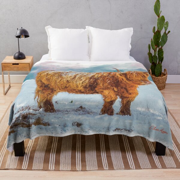 Item preview, “Humble The Highland Cow” snow scene designed and sold by Printfantasia .