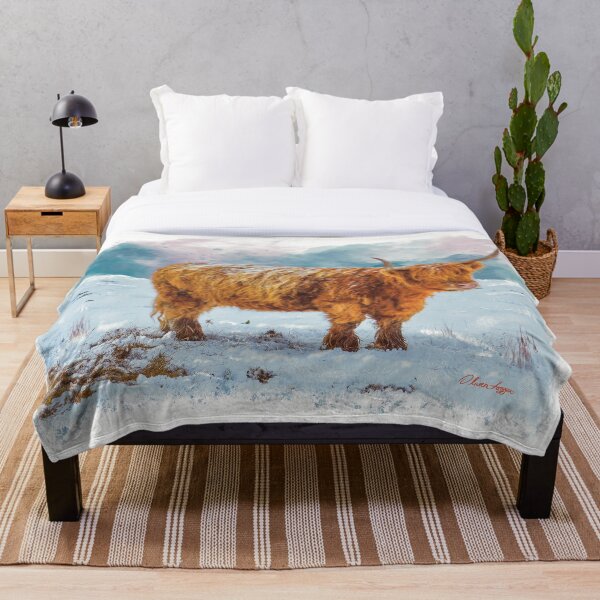 Item preview, “Humble The Highland Cow” snow scene designed and sold by Printfantasia .