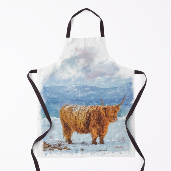 Item preview, “Humble The Highland Cow” snow scene designed and sold by Printfantasia .