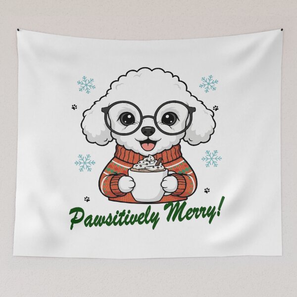 Item preview, Pawsitively Merry Teacup Poodle in Christmas Sweater with Hot Cocoa | Dog Lovers designed and sold by The Real Life Symphony.