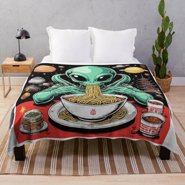 Item preview, Chinese Alien Eats Ramen. Cosmic Extraterrestrial Eats Noodles. Chinese Food designed and sold by PeasyEasy.