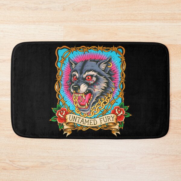 Item preview, UNTAMED FURY Growling Wolf Traditional Tattoo Flash designed and sold by CoffinsArt.