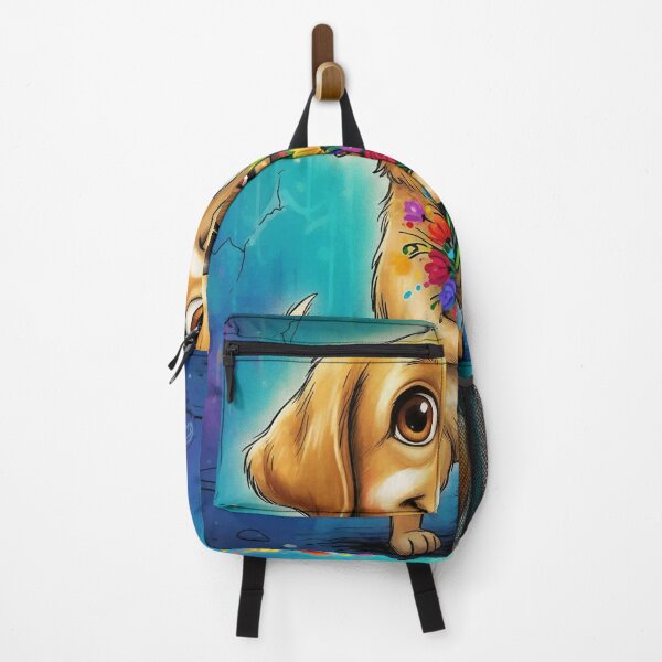 Item preview, Cute Labrador Holding Colorful Flowers – Adorable Cartoon Lab Dog Art with Graffiti Background designed and sold by Pixel Pout.