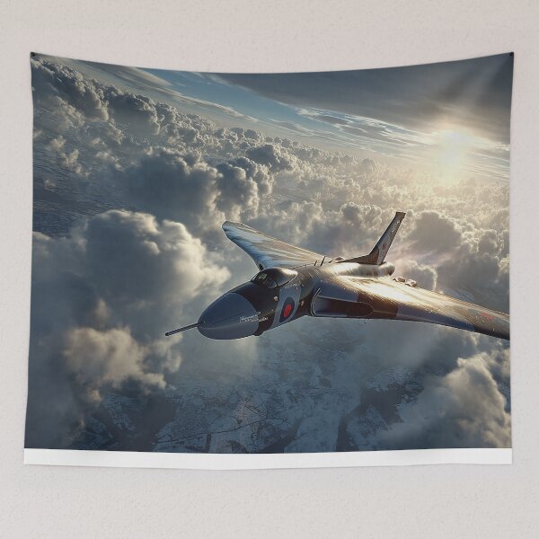 Item preview, Avro Vulcan Over Snowdonia Above Rolling Hills designed and sold by Skyframe Aviation.