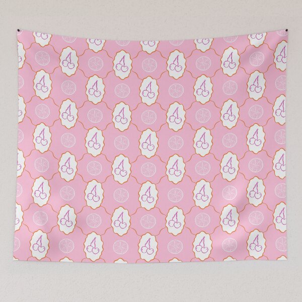 Item preview, Coquette Cherries Pink and Orange Pattern designed and sold by Olive Lane Creative.