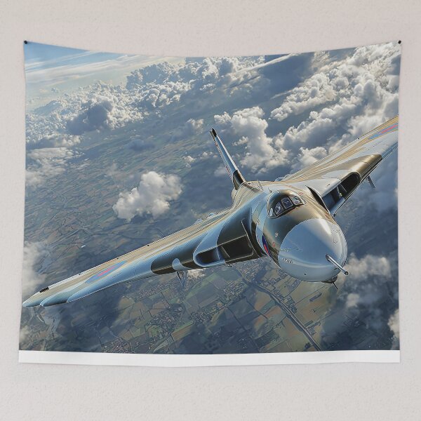 Item preview, Delta Wing Vulcan In Flight Over the Cold War Landscape designed and sold by Skyframe Aviation.