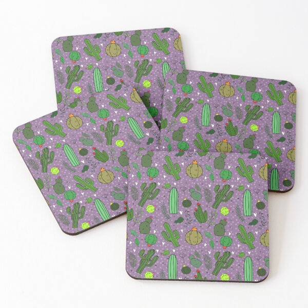 Item preview, Desert Garden Cactus Pattern – Hand-Drawn Green Succulent Art on Purple Background designed and sold by annebmeadows.