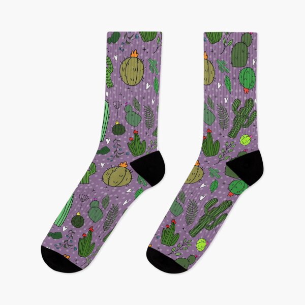 Item preview, Desert Garden Cactus Pattern – Hand-Drawn Green Succulent Art on Purple Background designed and sold by annebmeadows.