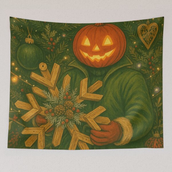 Item preview, Headless Horseman Winter Magic: Pumpkin Christmas Art with Rustic Holiday Charm designed and sold by TheHorsemanRidesAgain.