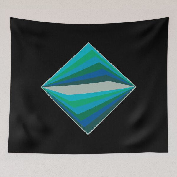 Item preview, Blue & Green Geometric Diamond Abstract Poster – Modern Minimalist Wall Art with Radiating Stripes and Tunnel Effect designed and sold by paulo silveira.