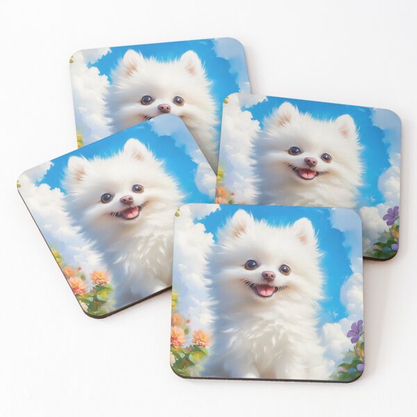 Item preview, Happy White Pomeranian Puppy Portrait designed and sold by PetsArt.