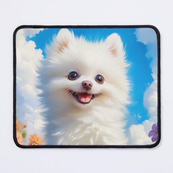Item preview, Happy White Pomeranian Puppy Portrait designed and sold by PetsArt.