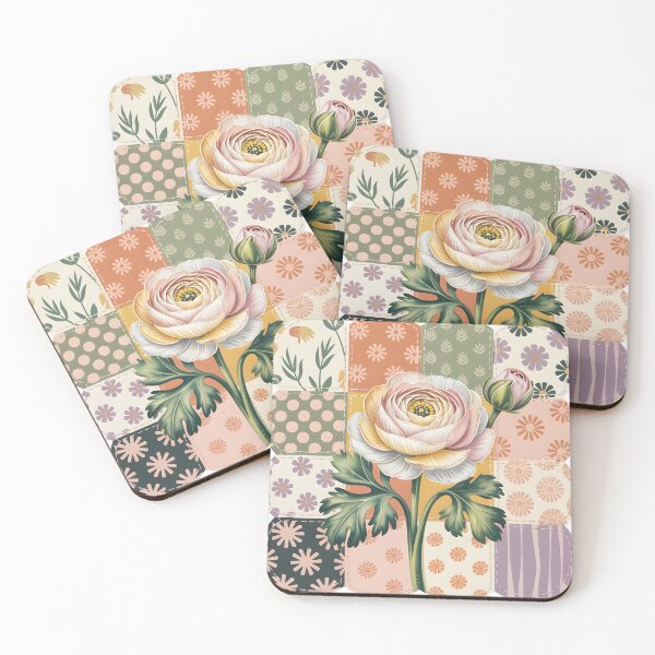 Item preview, White Ranunculus Patchwork designed and sold by JessArty ⭐⭐⭐⭐⭐.
