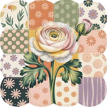 Artwork thumbnail, White Ranunculus Patchwork by JessArty