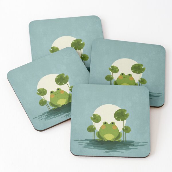Item preview, Cute Moonlit Frog Sitting Peacefully Among Gentle Lilypads designed and sold by EL-Lebedenko.