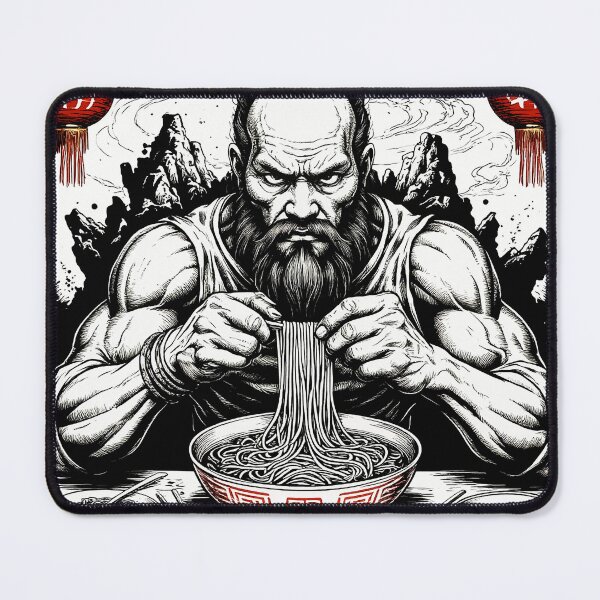 Item preview, Chinese Bodybuilder Eats Ramen. Armrestler Eats Noodles. Chinese Food. Strong Man. designed and sold by PeasyEasy.