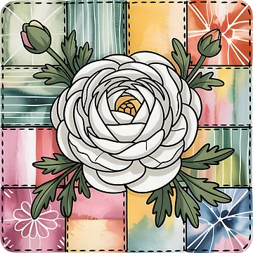 Artwork thumbnail, White Ranunculus Patchwork by JessArty