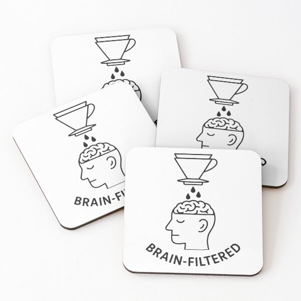 Item preview, Brain-Filtered – Minimalist Coffee Humor Illustration designed and sold by OthersideCoffee.